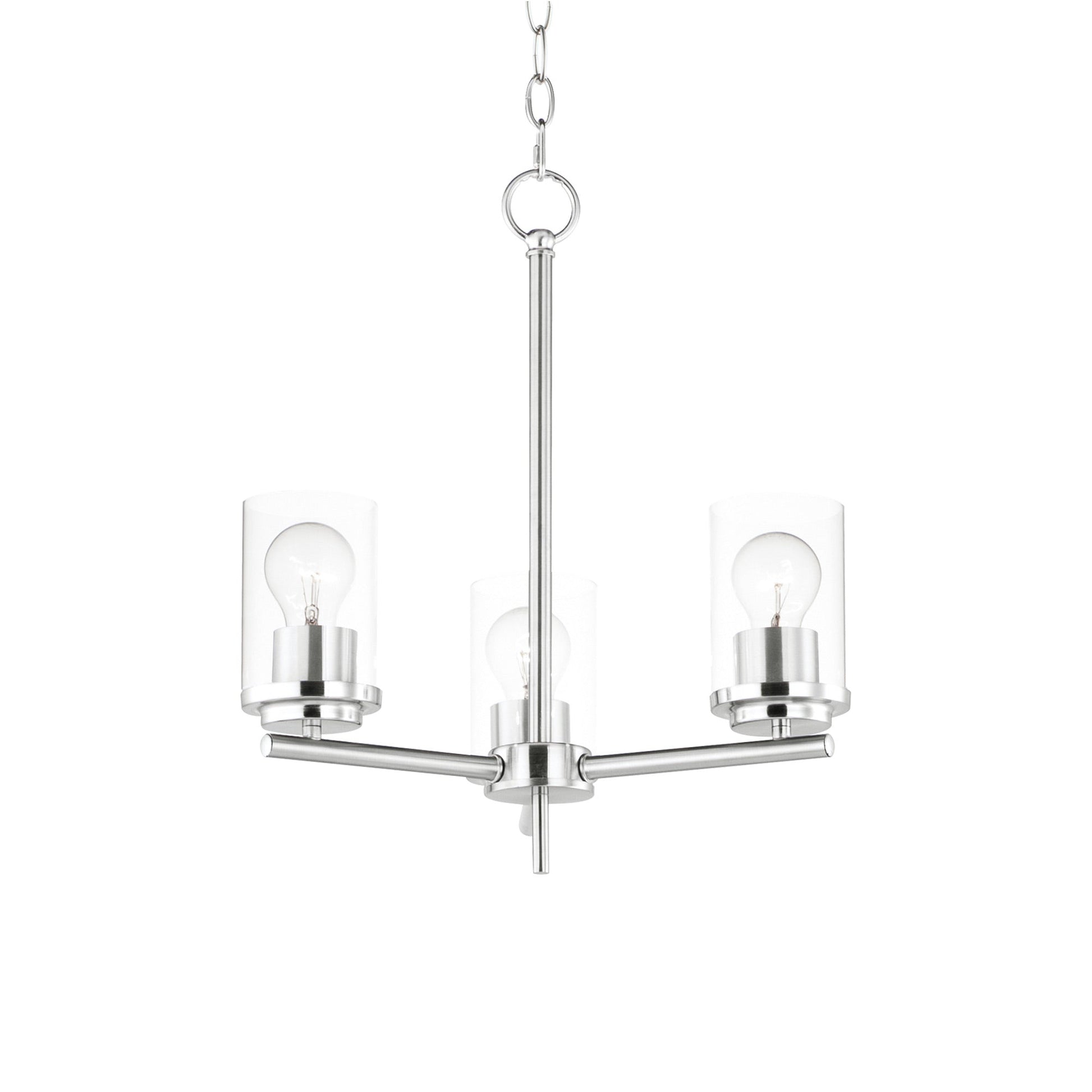 Corona Chandelier in Satin Nickel (3-Light/Clear Glass).
