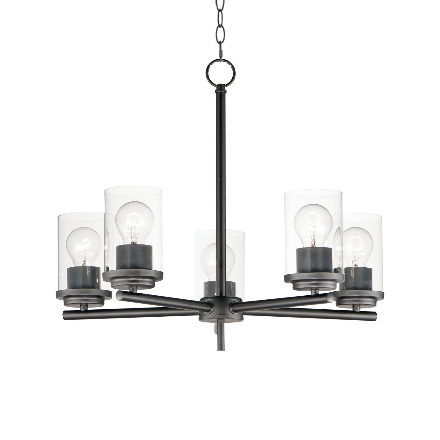 Corona Chandelier in Black (5-Light/Clear Glass).