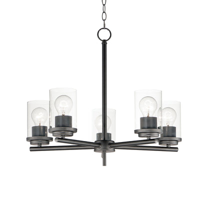 Corona Chandelier in Black (5-Light/Clear Glass).