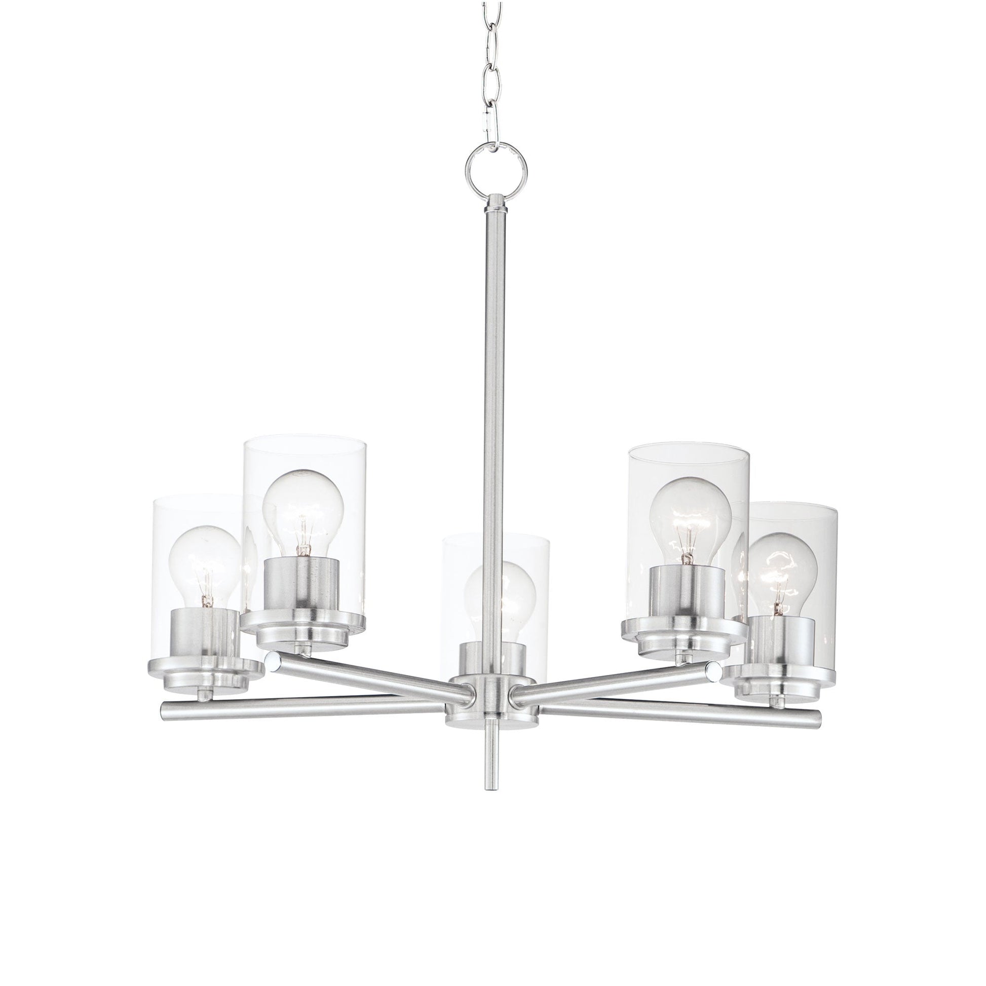 Corona Chandelier in Satin Nickel (5-Light/Clear Glass).