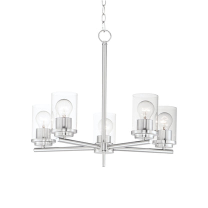 Corona Chandelier in Satin Nickel (5-Light/Clear Glass).