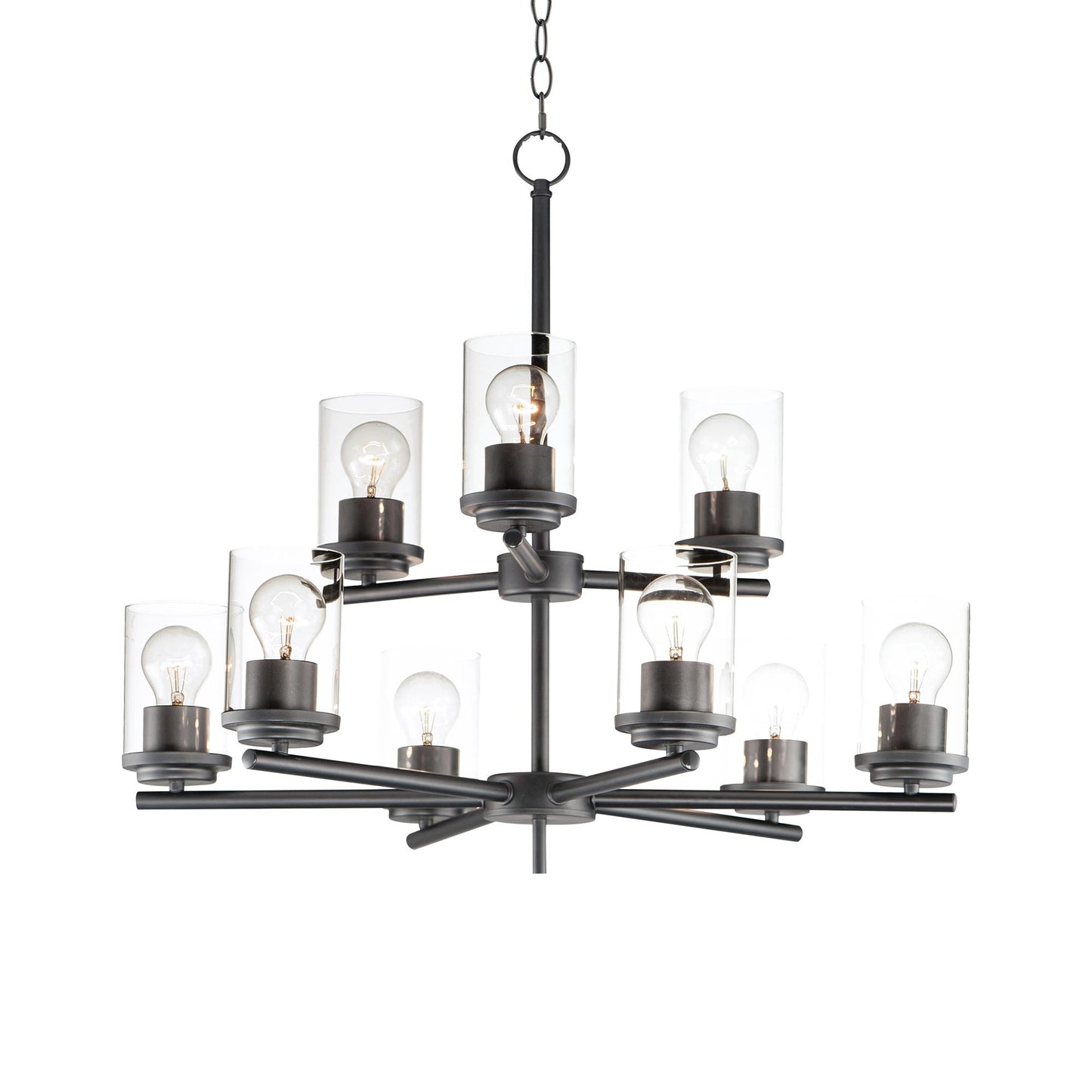 Corona Chandelier in Black (9-Light/Clear Glass).