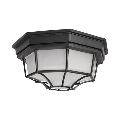 Crown Hill Outdoor Flush Mount Ceiling Light in Black (2-Light).