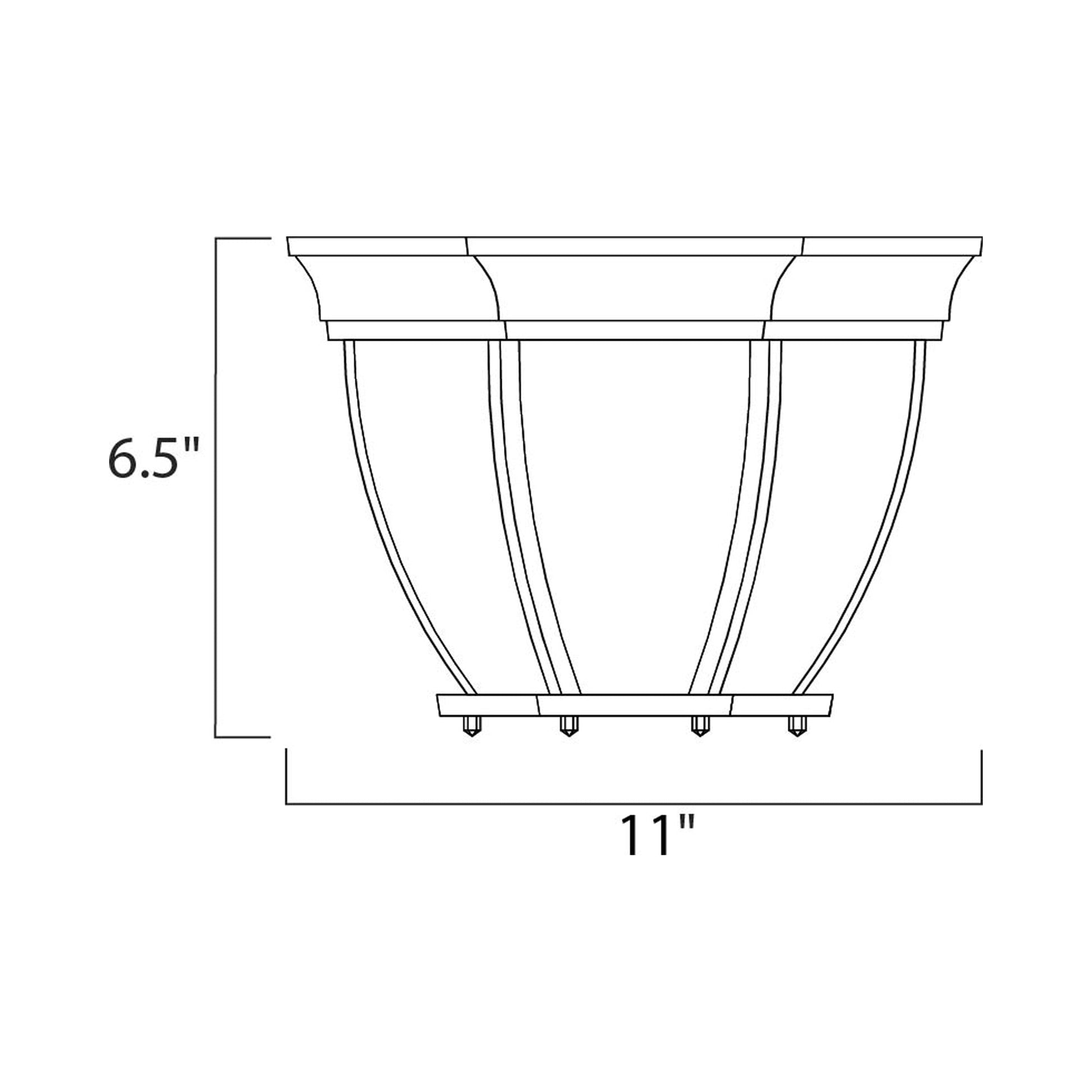Crown Hill Outdoor Glass Flush Mount Ceiling Light - line drawing.