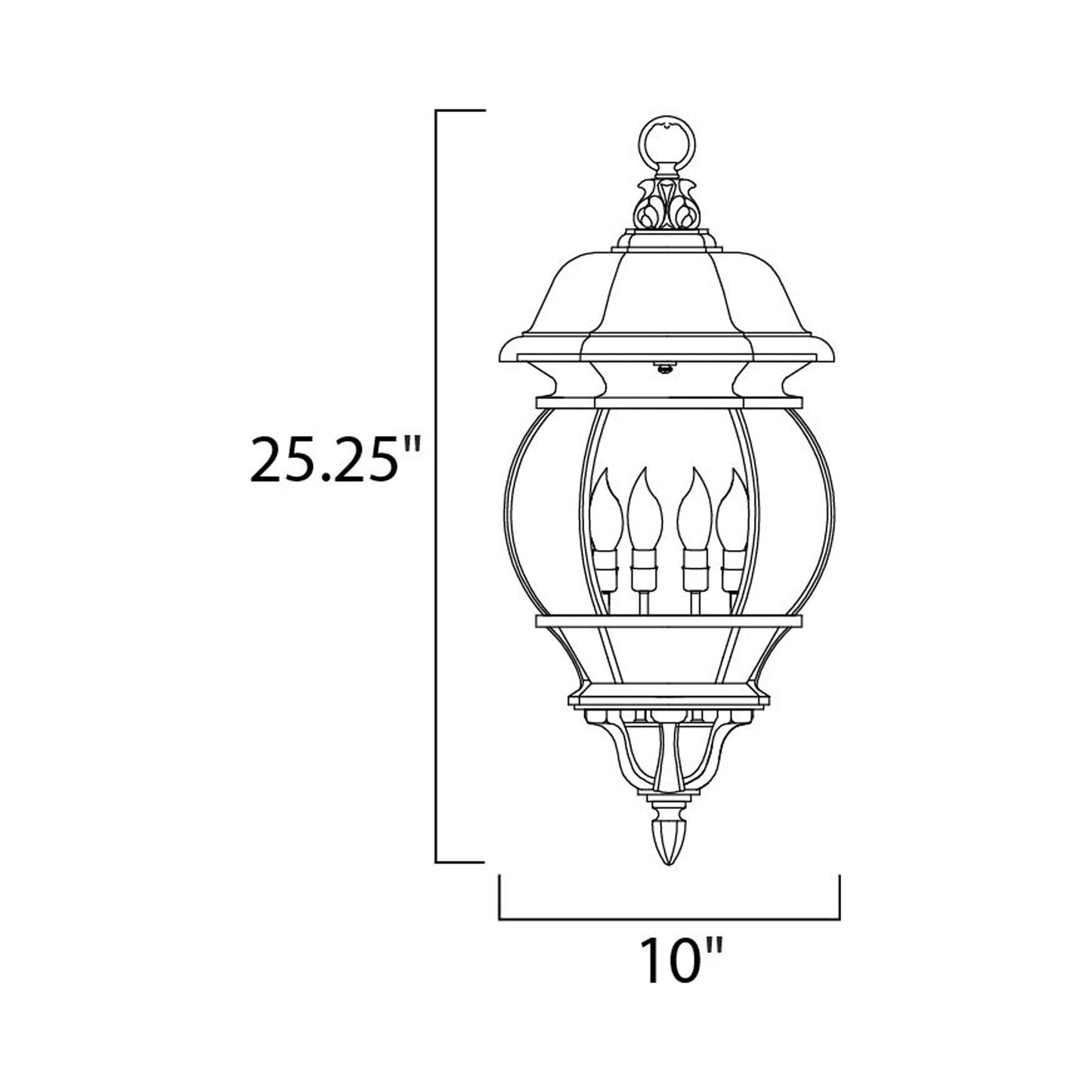 Crown Hill Outdoor Pendant Light - line drawing.