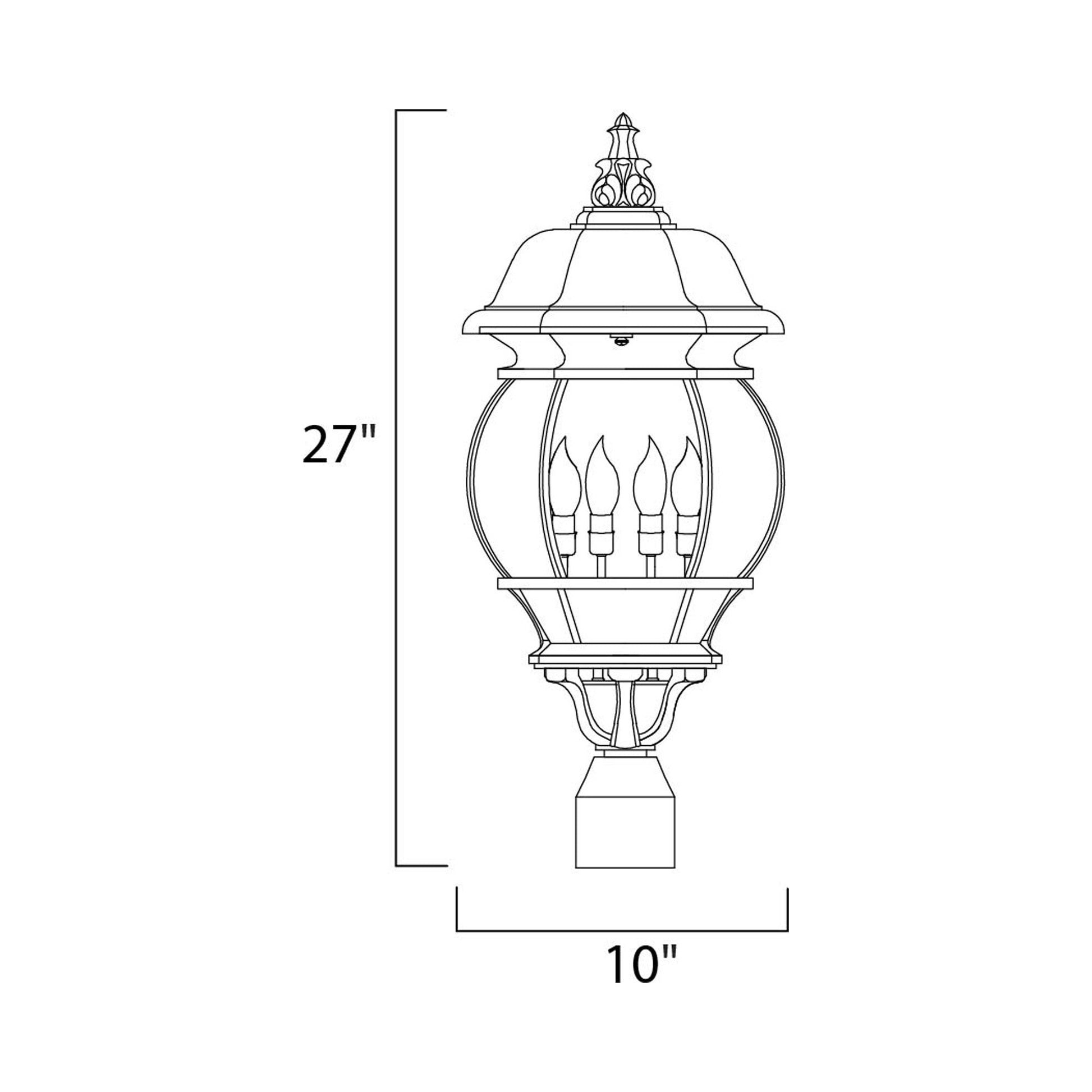 Crown Hill Outdoor Post Light - line drawing.