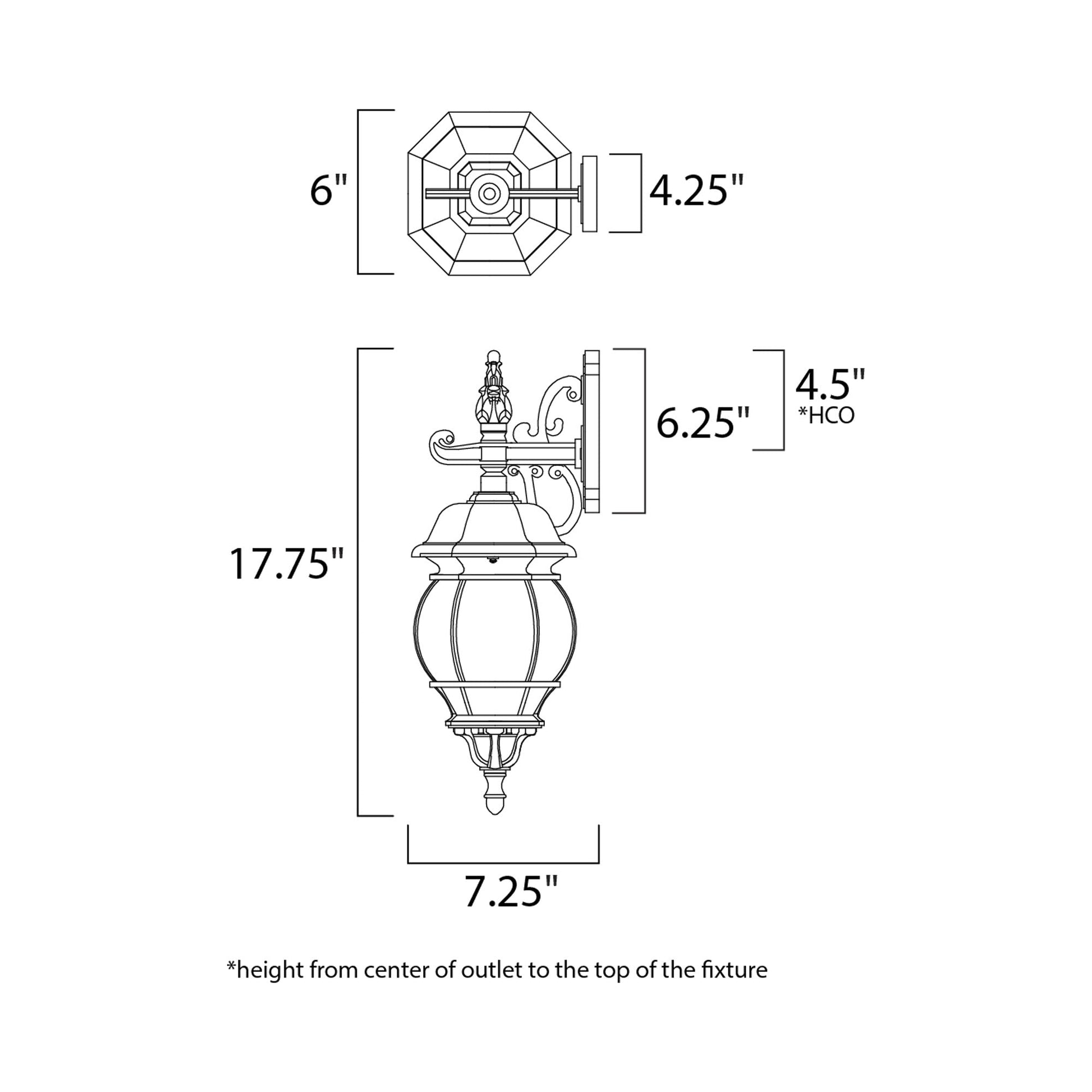 Crown Hill Outdoor Wall Light - line drawing.