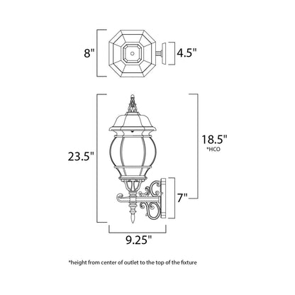 Crown Hill Outdoor Wall Light - line drawing.