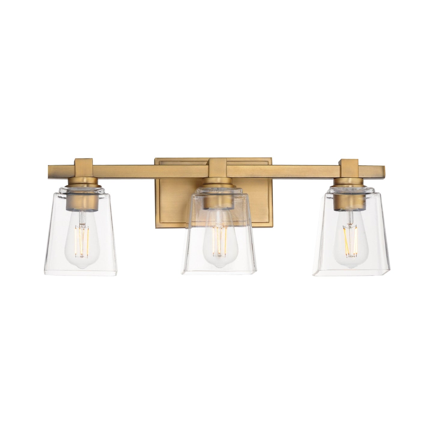 Cubos Bath Vanity Light in Natural Aged Brass (3-Light).