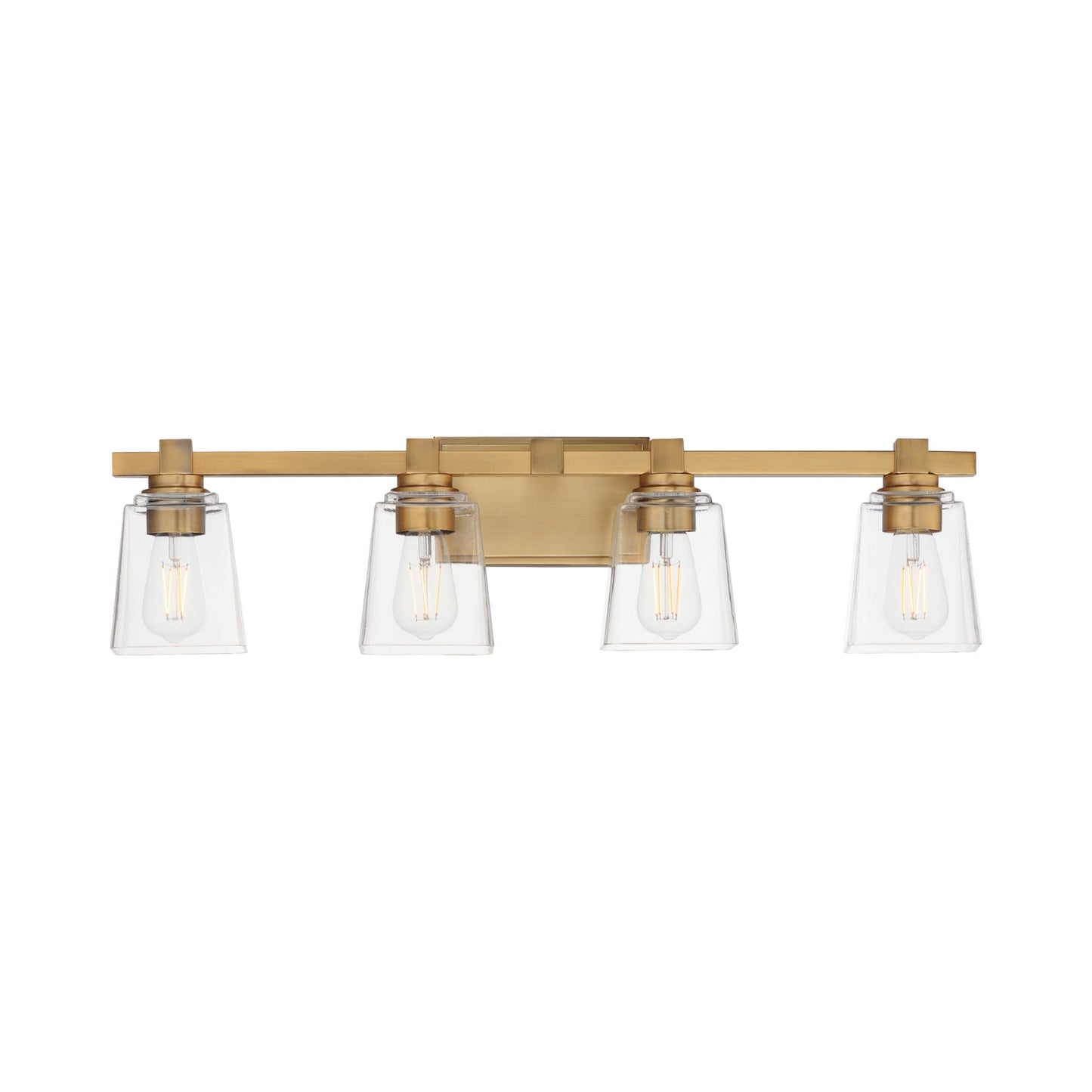 Cubos Bath Vanity Light in Natural Aged Brass (4-Light).