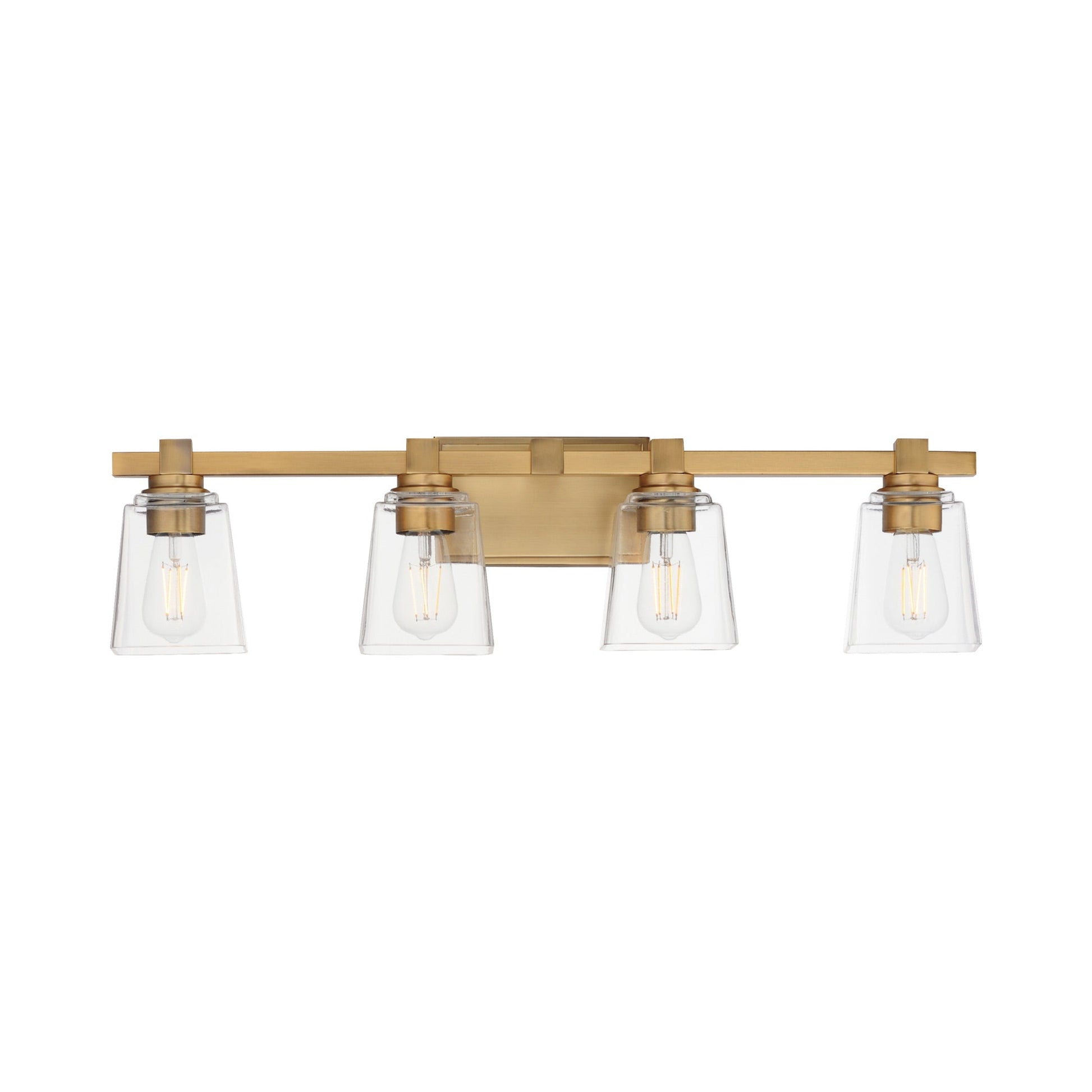Cubos Bath Vanity Light in Natural Aged Brass (4-Light).