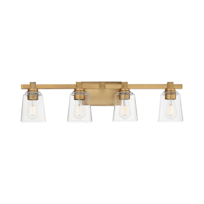 Cubos Bath Vanity Light in Natural Aged Brass (4-Light).