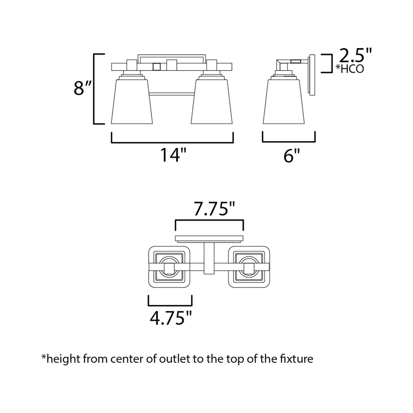 Cubos Bath Vanity Light - line drawing.