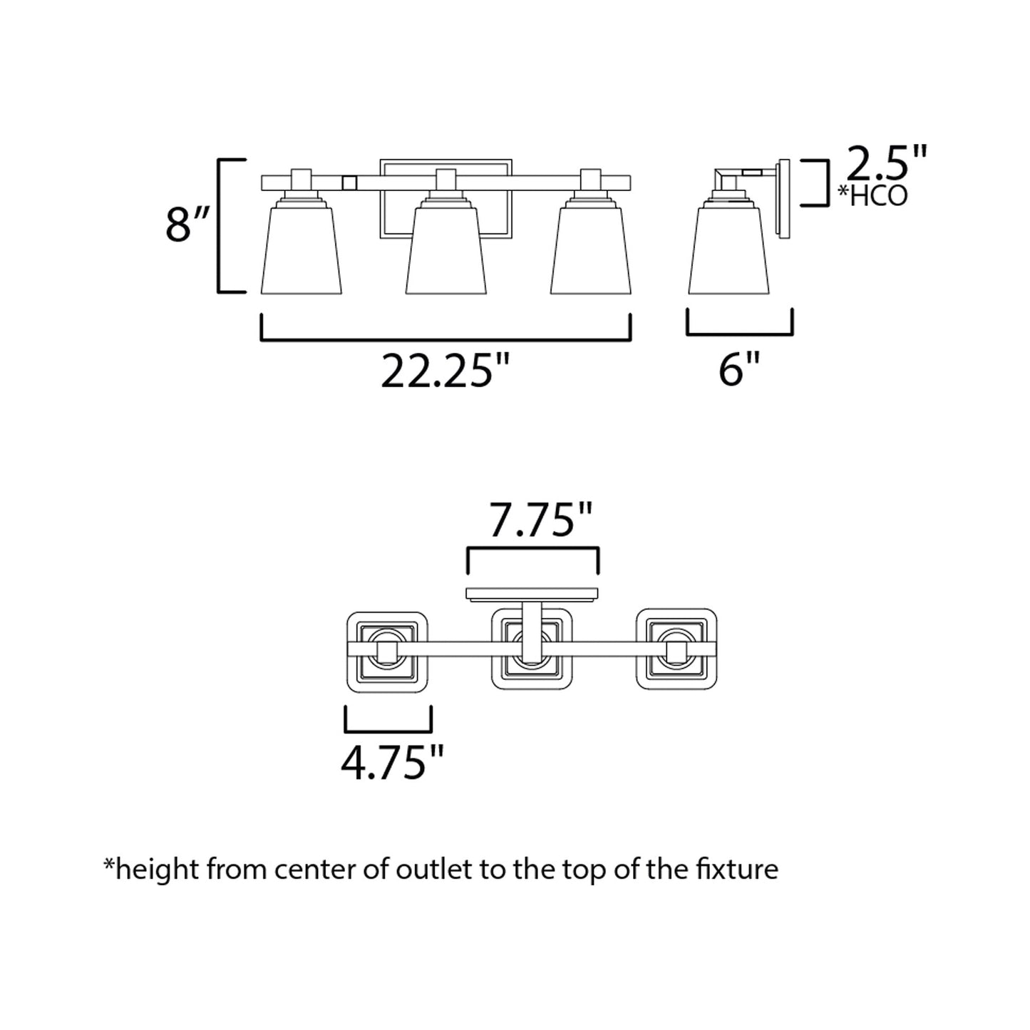 Cubos Bath Vanity Light - line drawing.