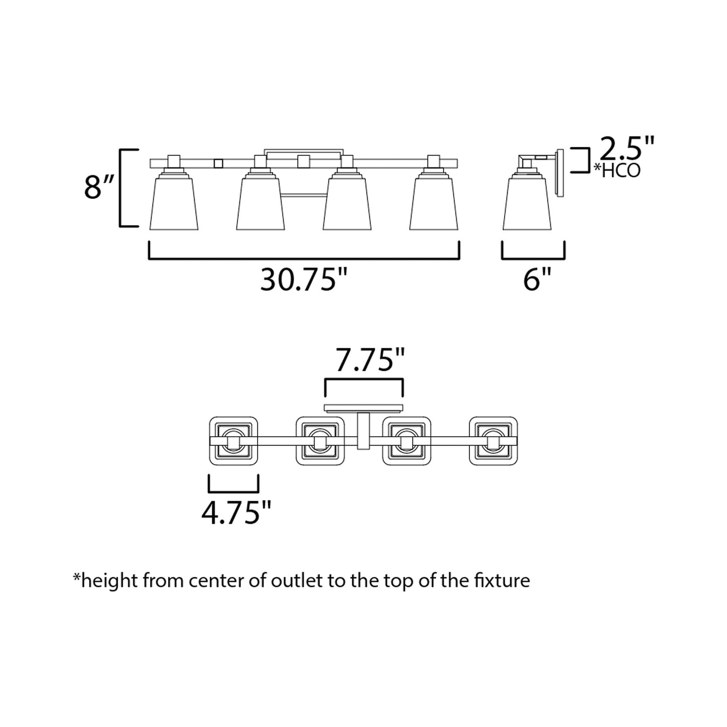 Cubos Bath Vanity Light - line drawing.