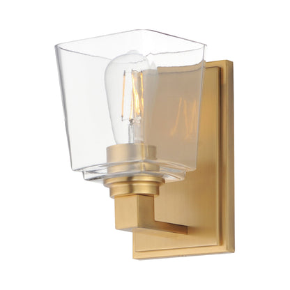 Cubos Bath Wall Light in Natural Aged Brass.