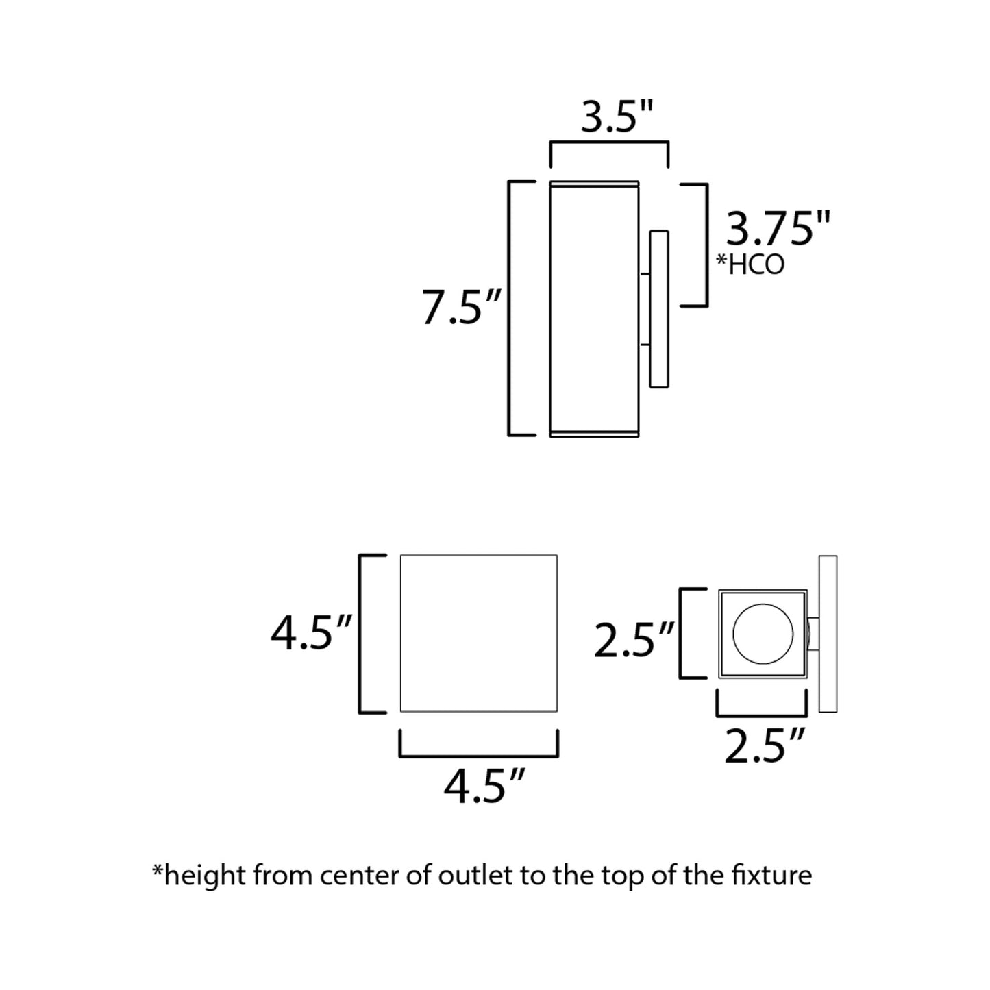 Culvert Outdoor LED Wall Light - line drawing.