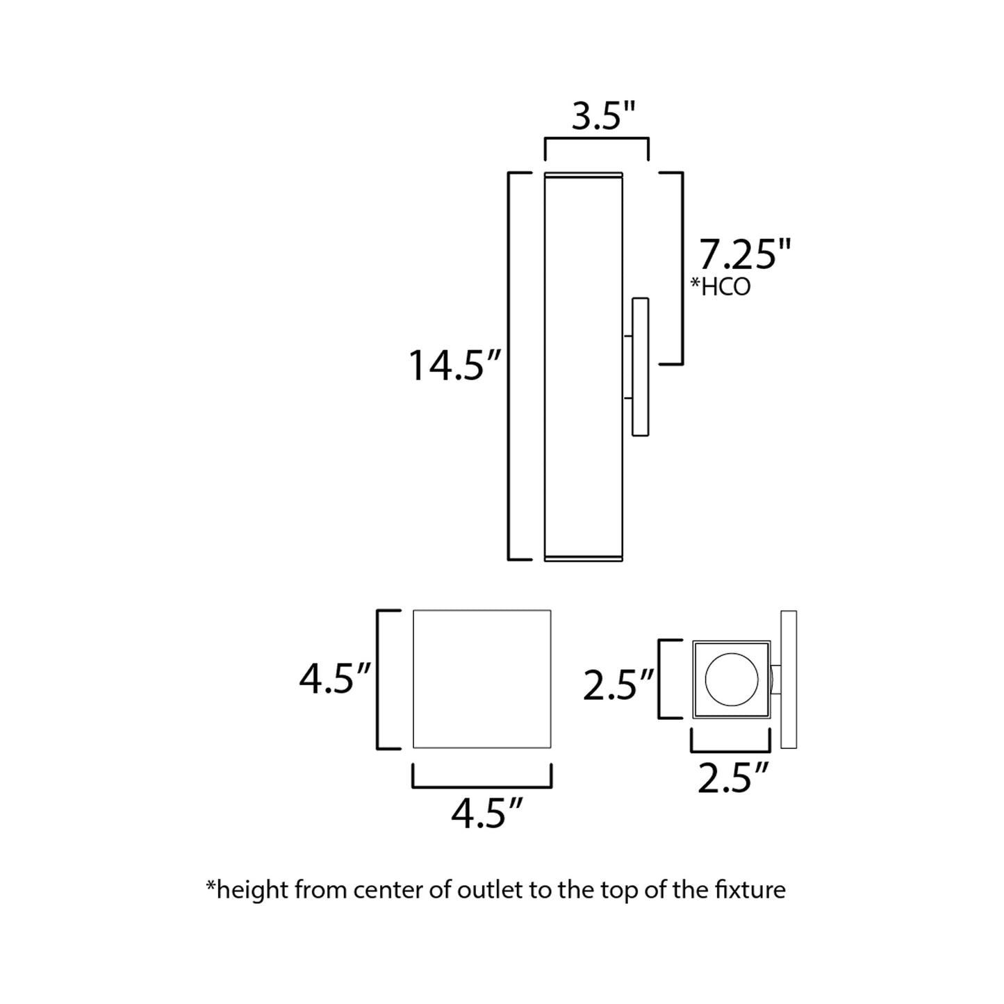 Culvert Outdoor LED Wall Light - line drawing.