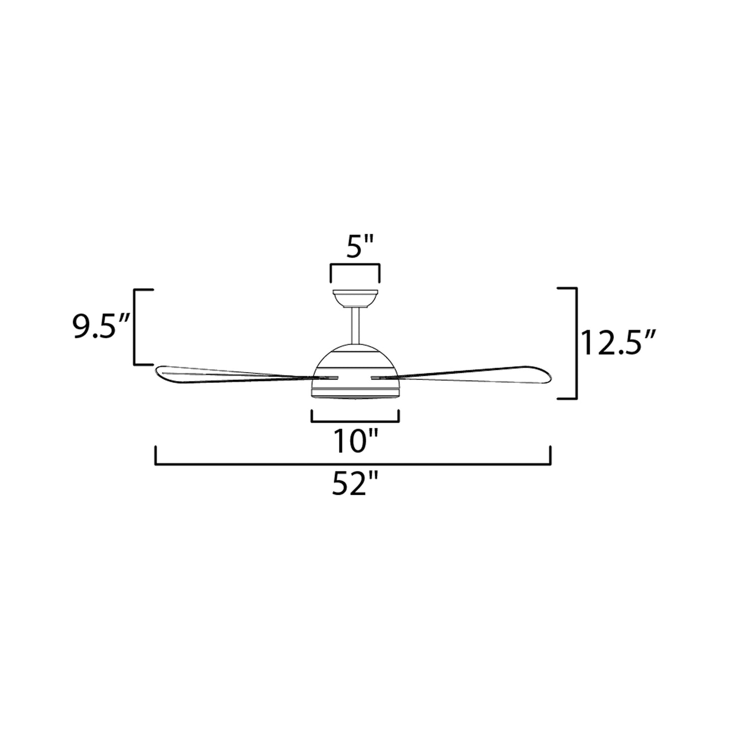 Cupola LED Ceiling Fan - line drawing.
