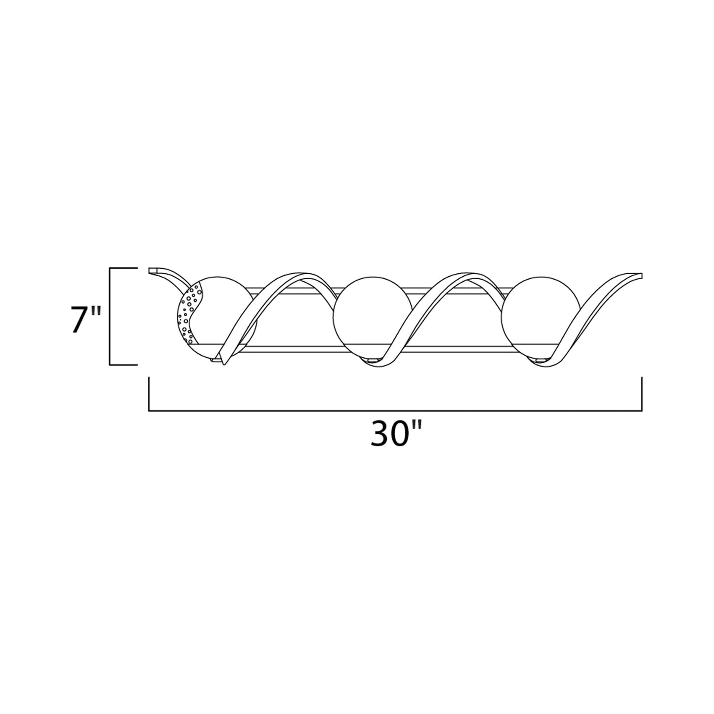 Curlicue Bath Vanity Light - line drawing.