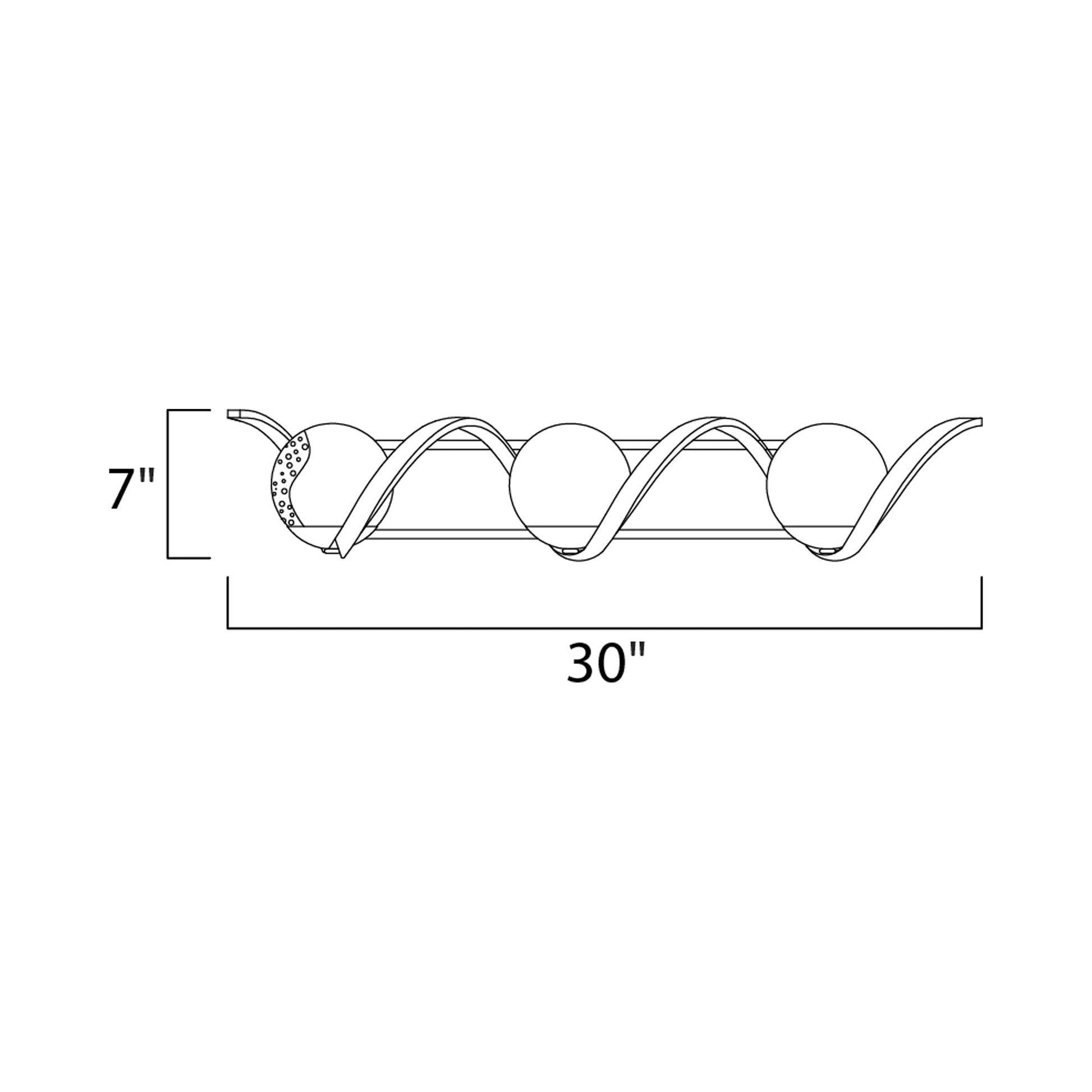 Curlicue Bath Vanity Light - line drawing.