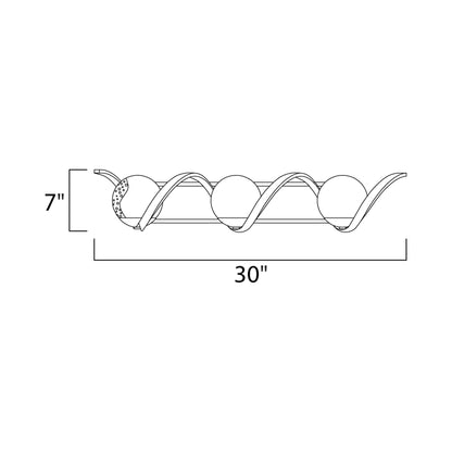 Curlicue Bath Vanity Light - line drawing.