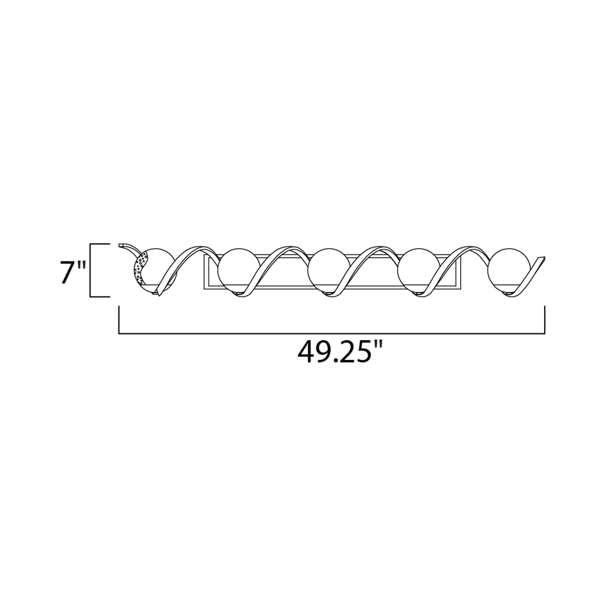 Curlicue Bath Vanity Light - line drawing.