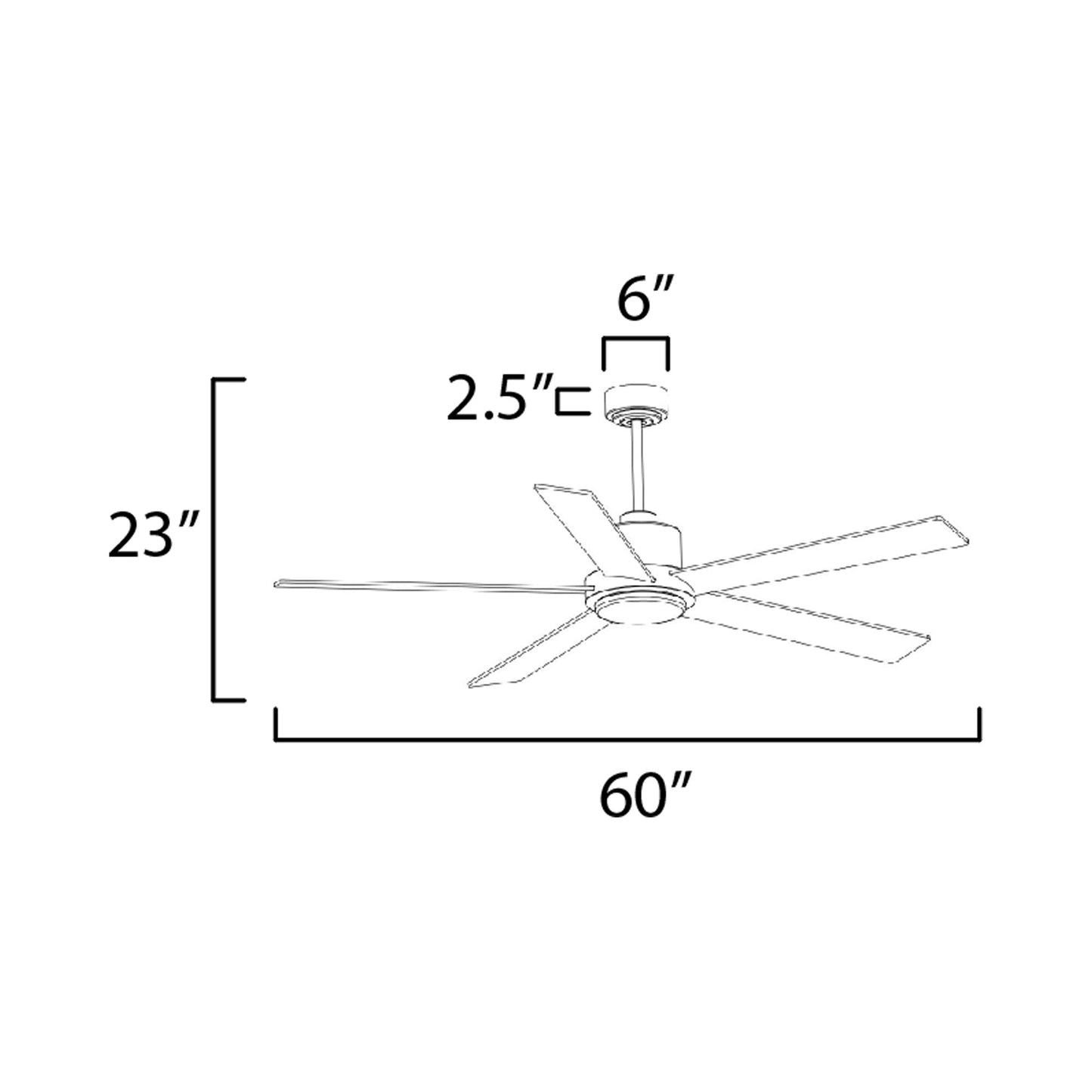 Daisy LED Ceiling Fan - line drawing.