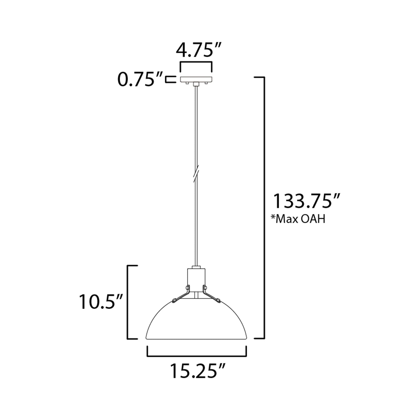 Dawn Pendant Light - line drawing.