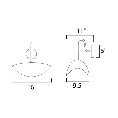 Denarii Bath Wall Light - line drawing.