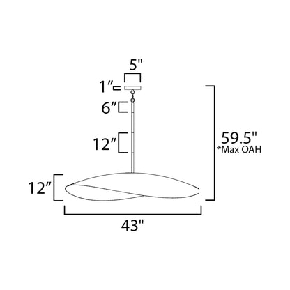 Denarii Linear Pendant Light - line drawing.