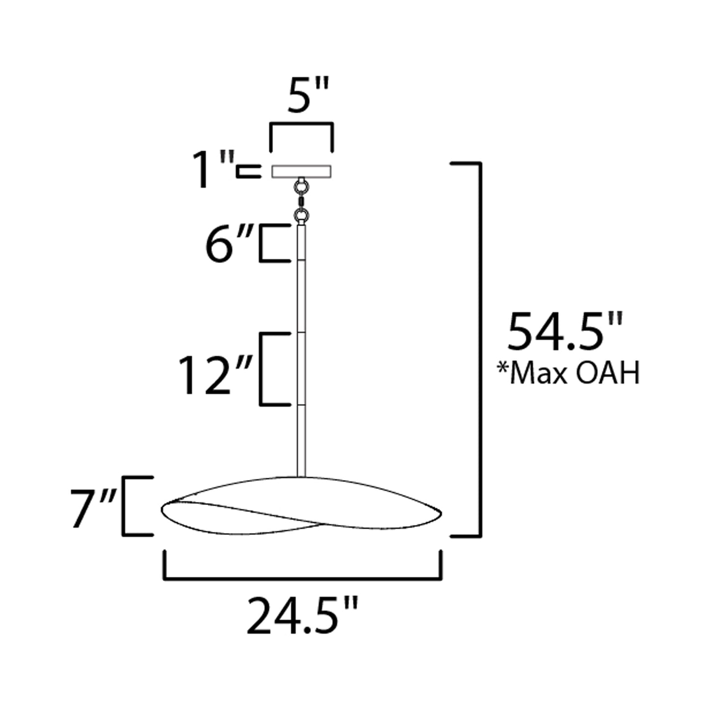 Denarii Pendant Light - line drawing.