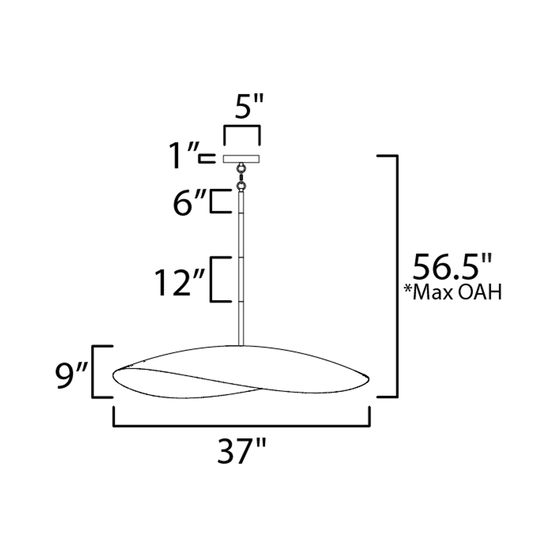 Denarii Pendant Light - line drawing.