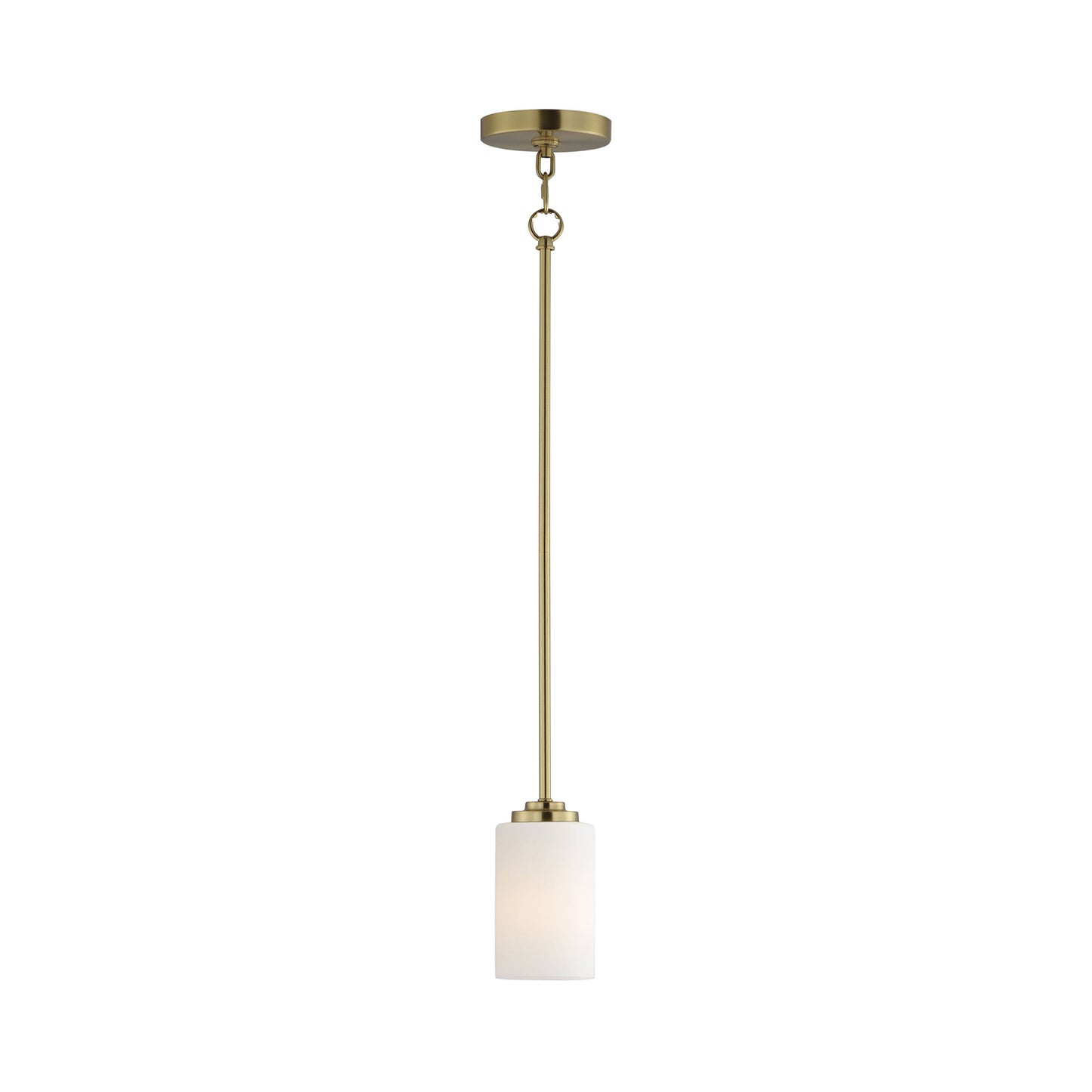 Deven Mini Pendant Light in Satin Brass.