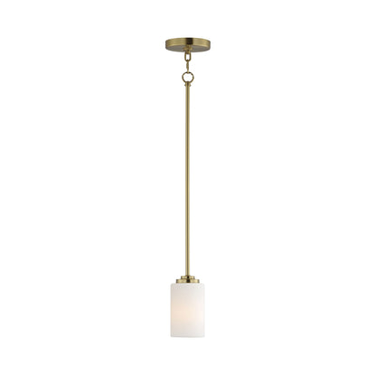 Deven Mini Pendant Light in Satin Brass.