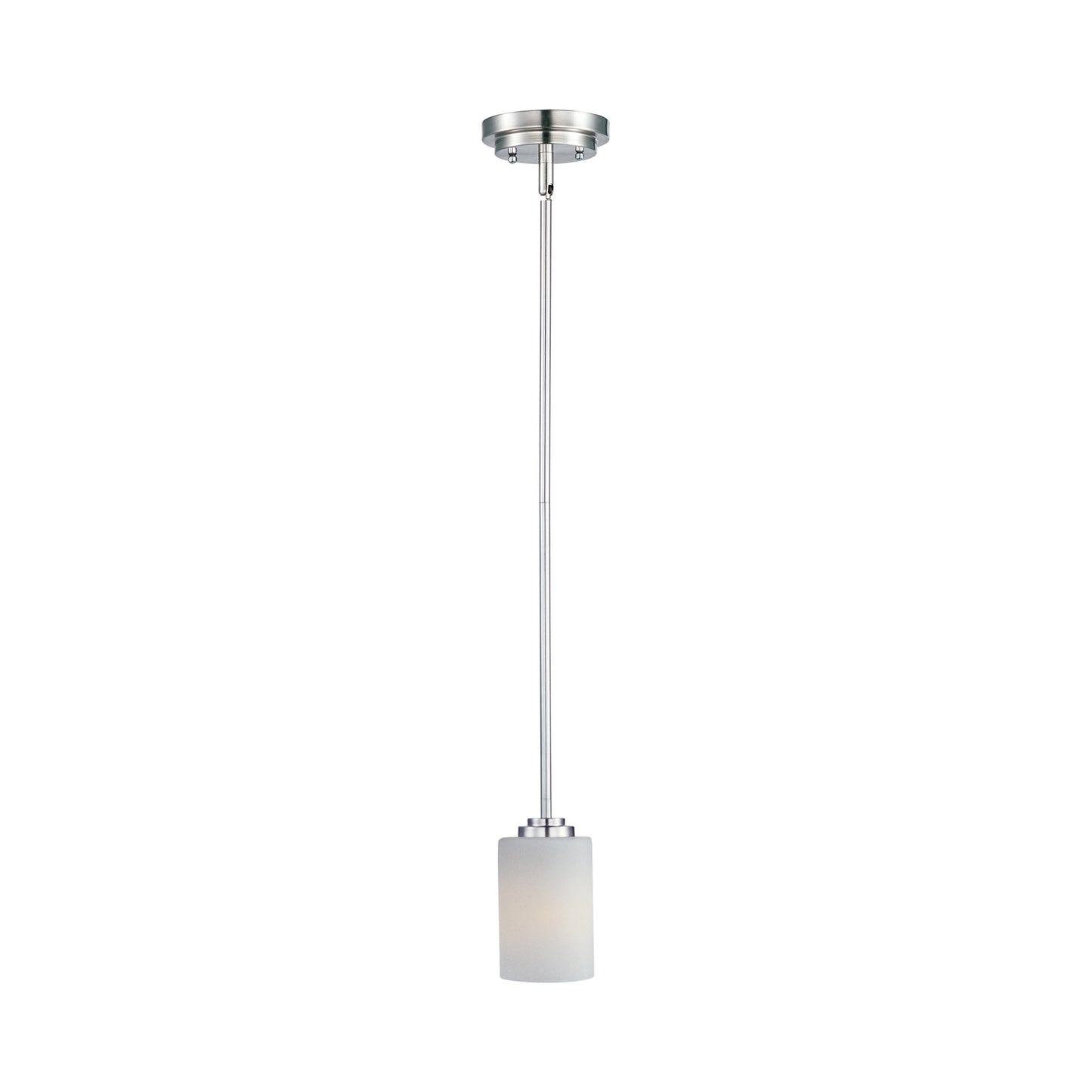 Deven Mini Pendant Light in Satin Nickel.