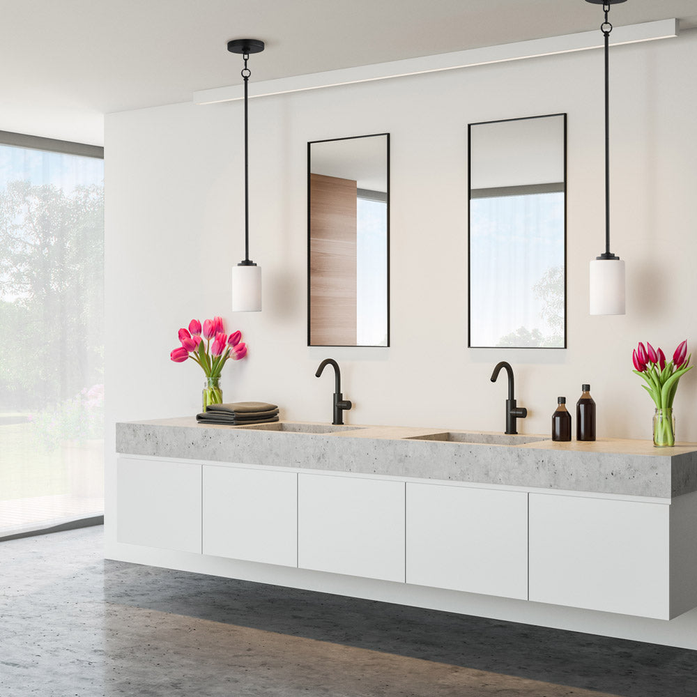 Deven Mini Pendant Light in bathroom.