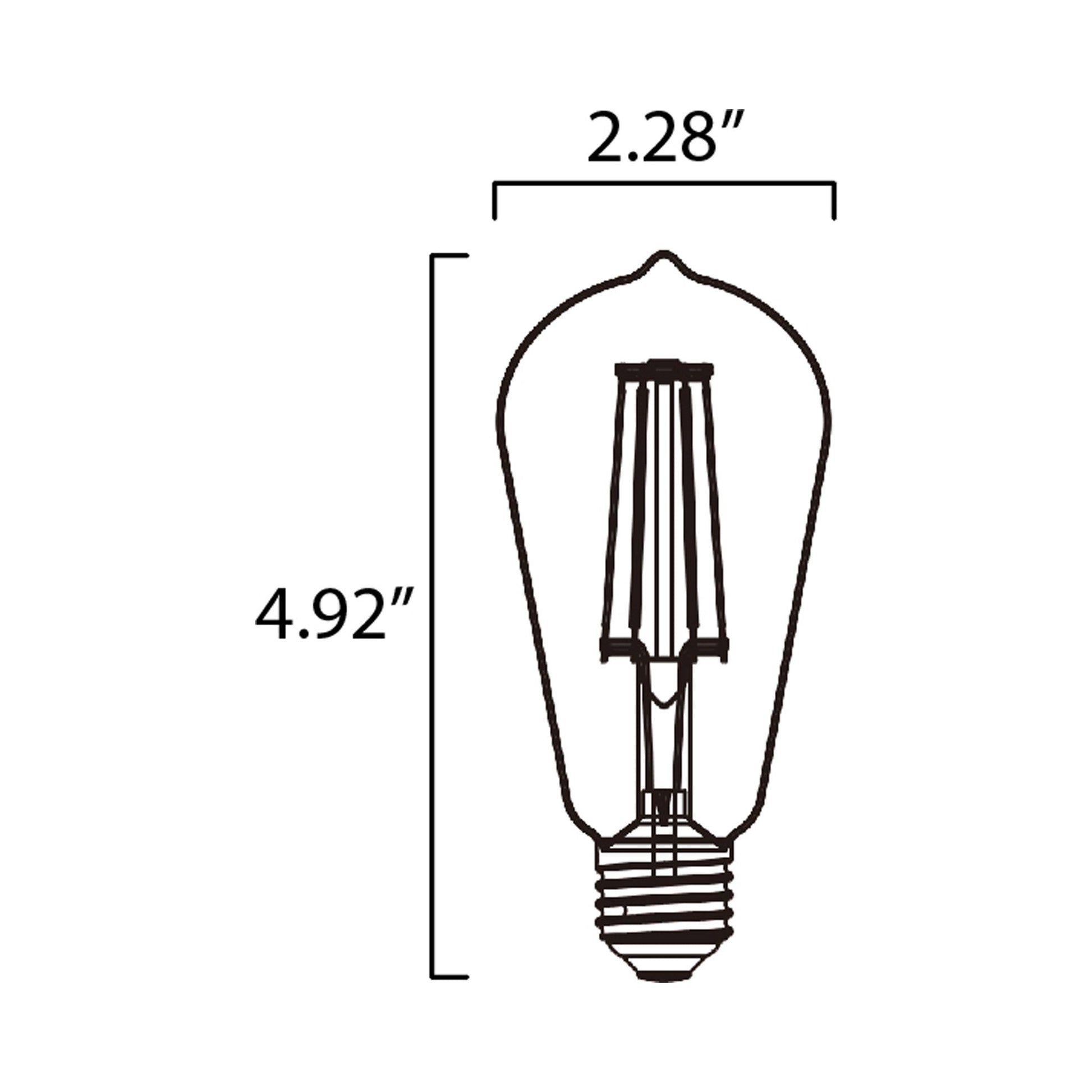 Dimmable Clear E26 Medium Base LED Bulb - line drawing.
