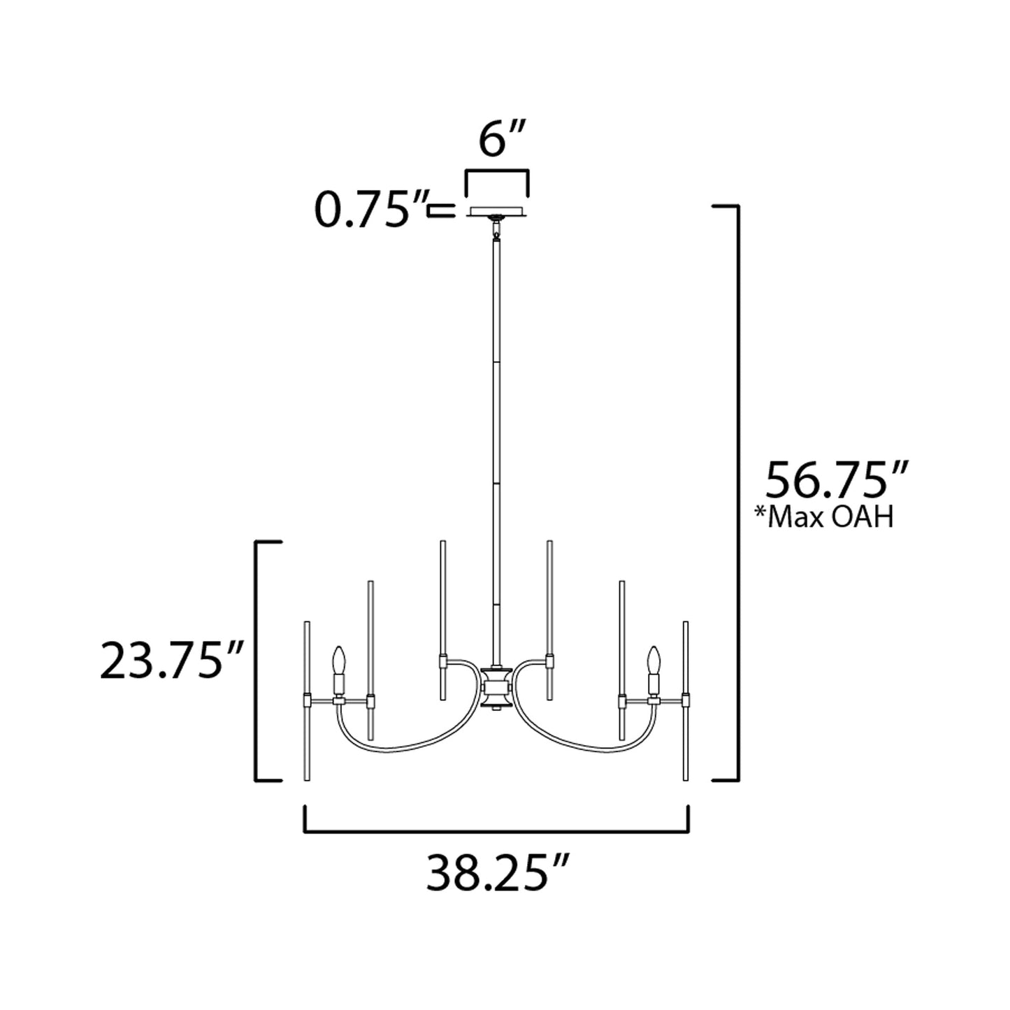 Divine Glass Chandelier - line drawing.