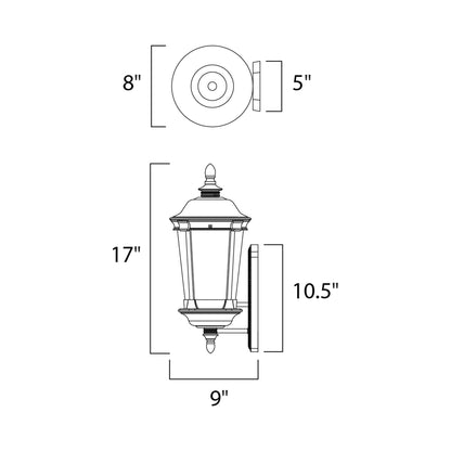 Dover Cast Outdoor Wall Light - line drawing.