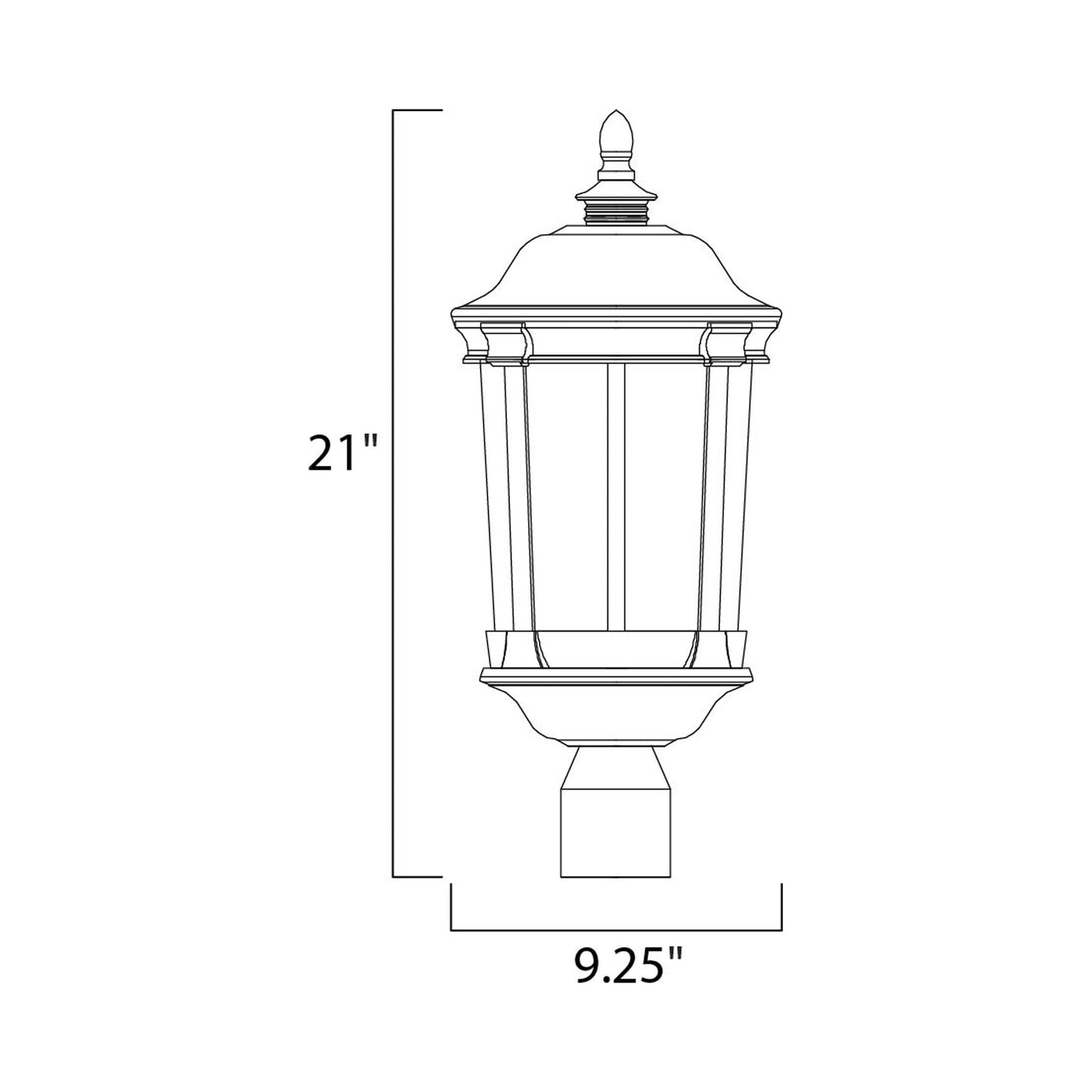 Dover Outdoor LED Post Light - line drawing.