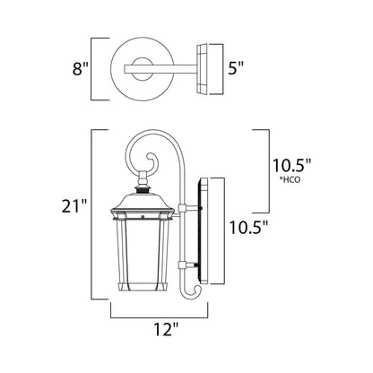 Dover Outdoor LED Wall Light - line drawing.