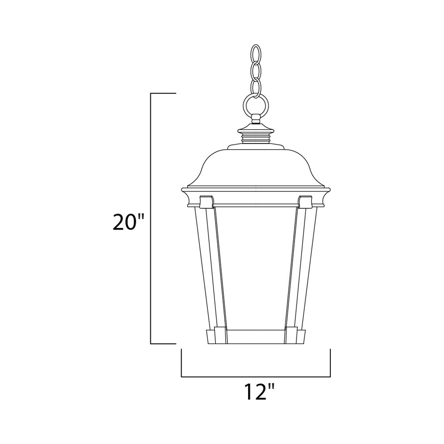 Dover Outdoor Pendant Light - line drawing.