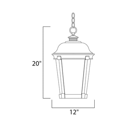 Dover Outdoor Pendant Light - line drawing.