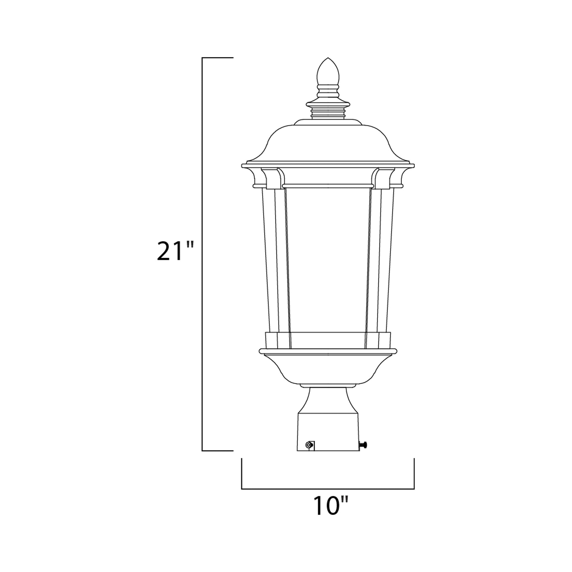 Dover Outdoor Post Light - line drawing.