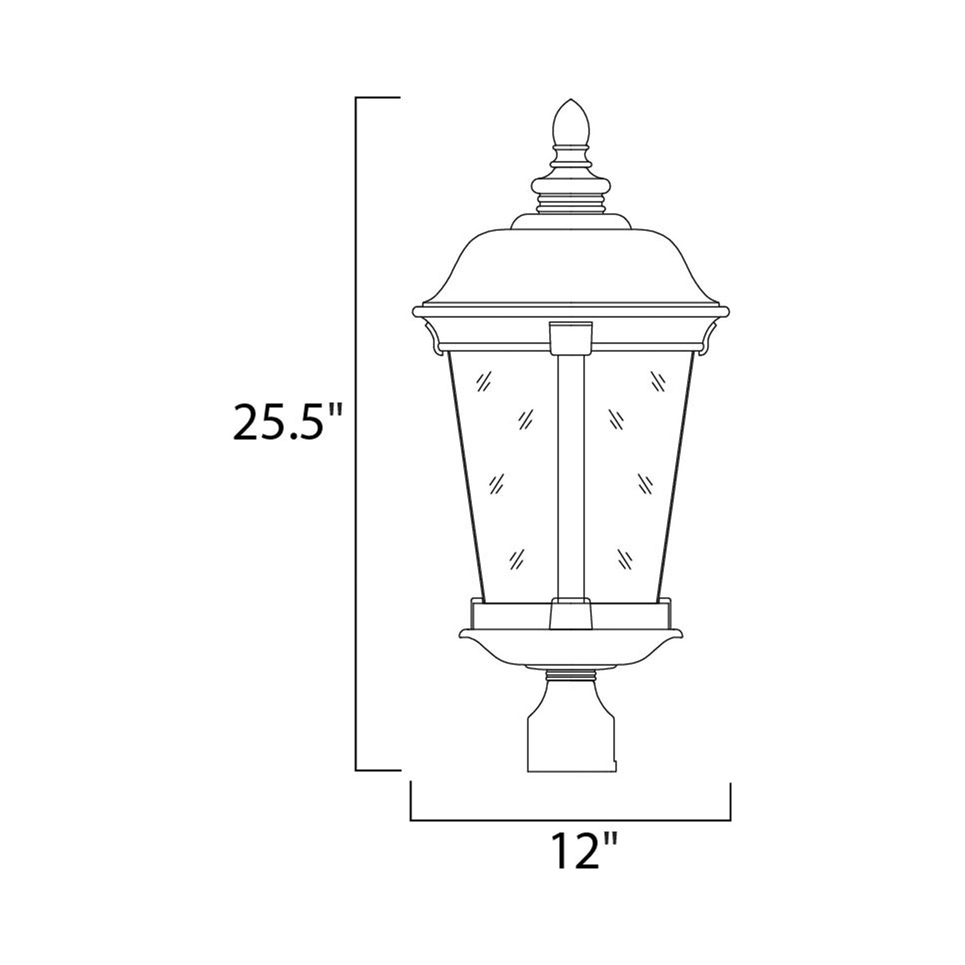 Dover Outdoor Post Light - line drawing.