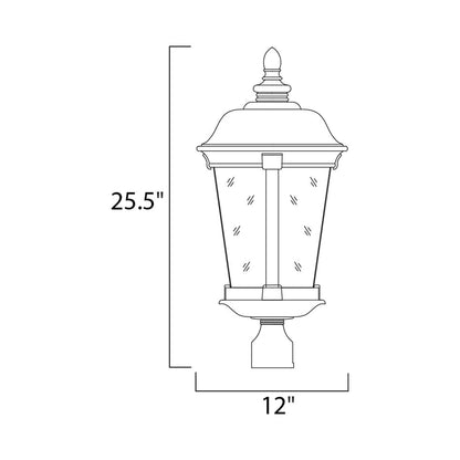 Dover Outdoor Post Light - line drawing.