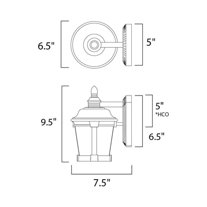 Dover Outdoor Wall Light - line drawing.