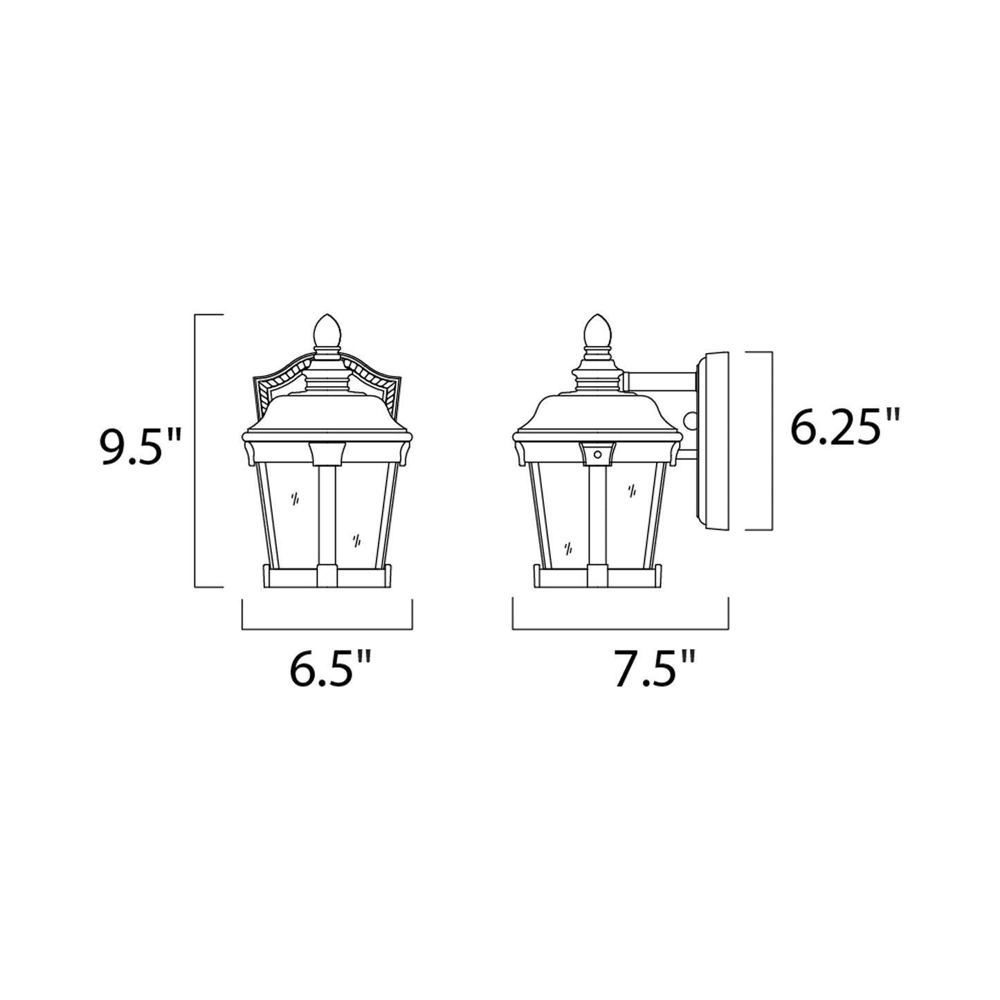 Dover Outdoor Wall Light - line drawing.