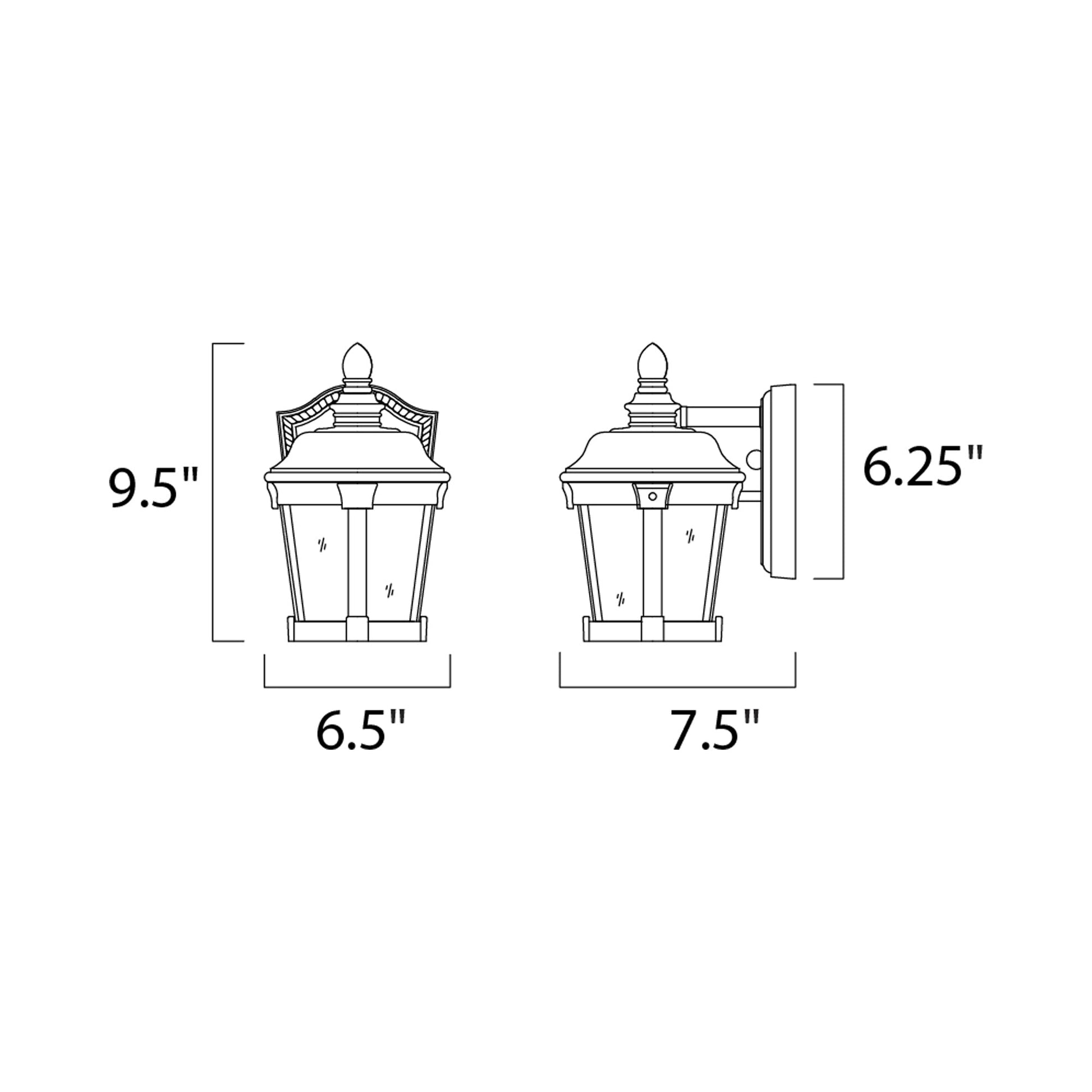 Dover Outdoor Wall Light - line drawing.